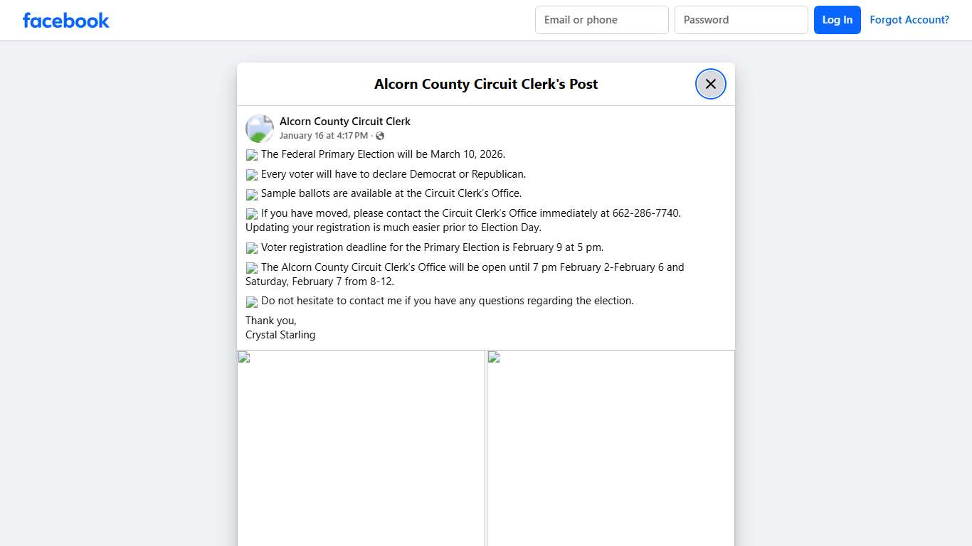 🇺🇸 The Federal Primary... - Alcorn County Circuit Clerk Facebook